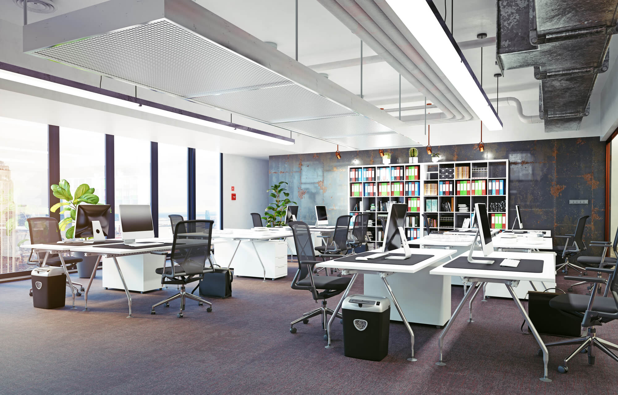 large modern office with chairs and tables