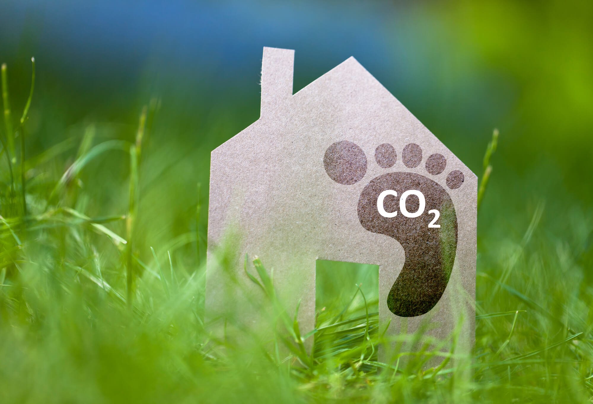 icon of Carbon footprint on house