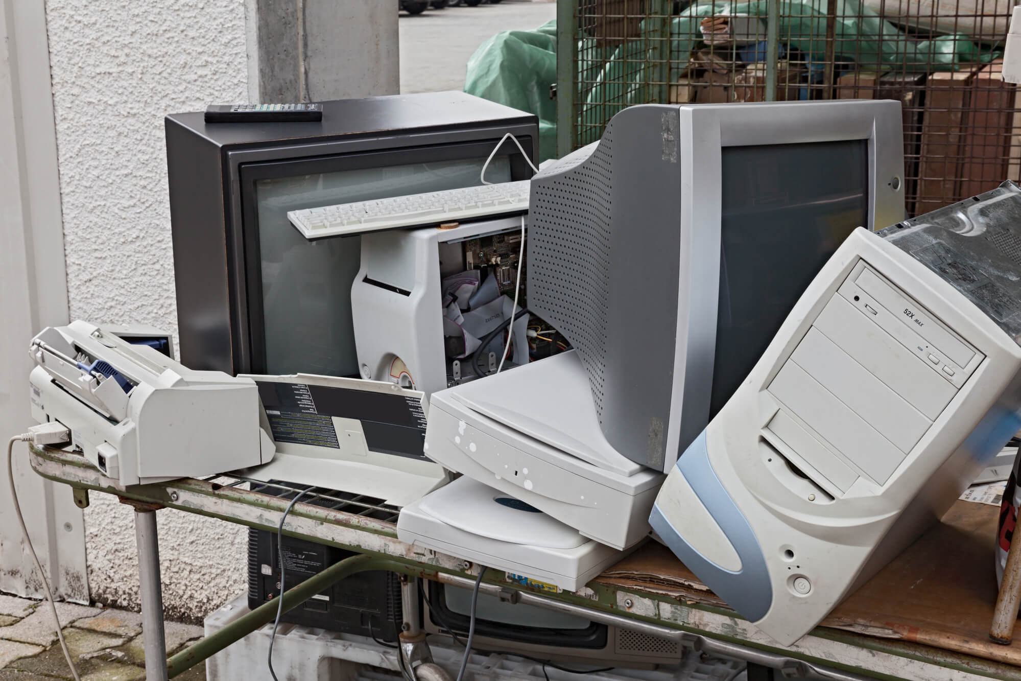 Pile of waste electrical and electronic equipment