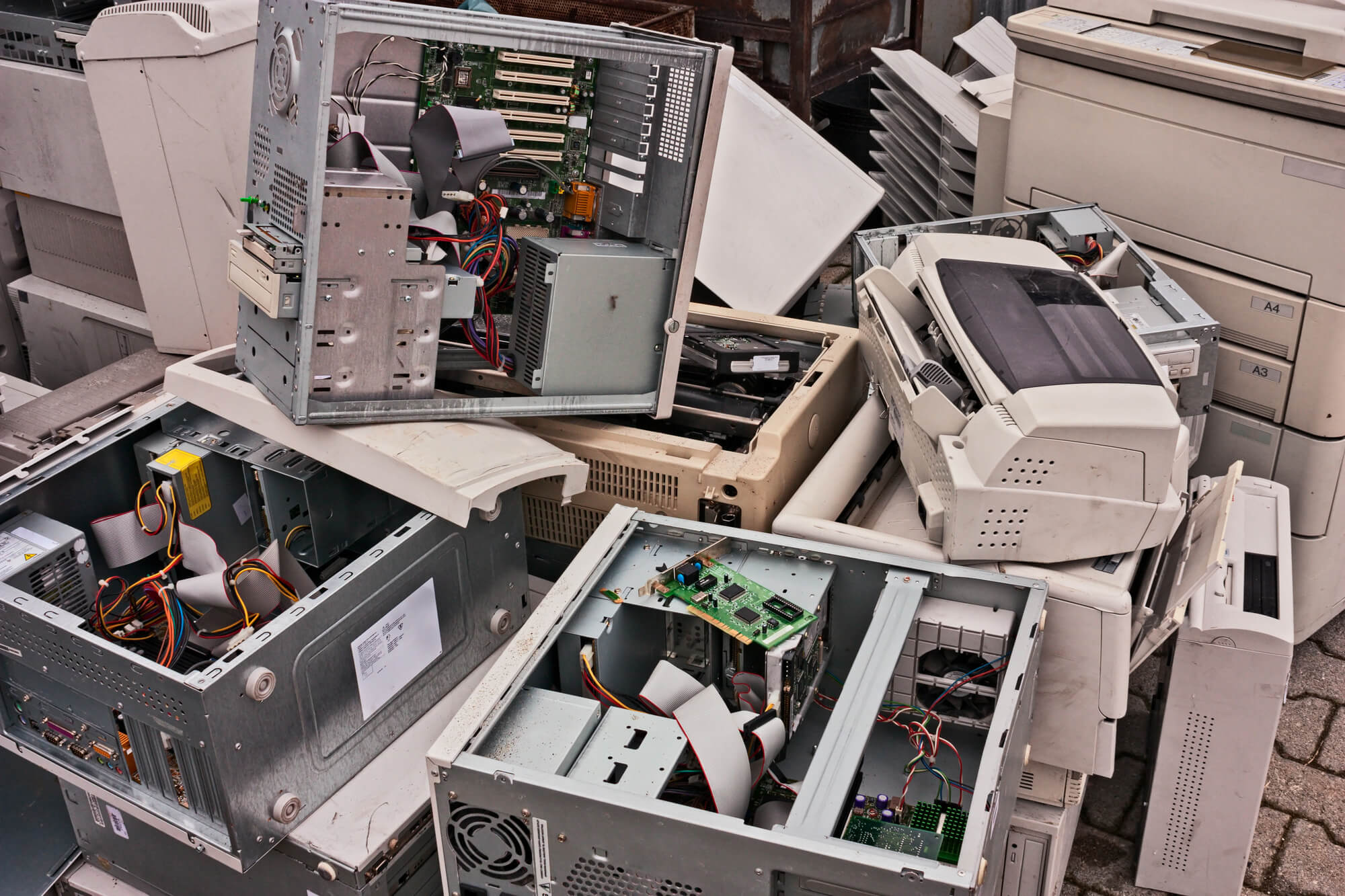 Pile of electronic equipment waste